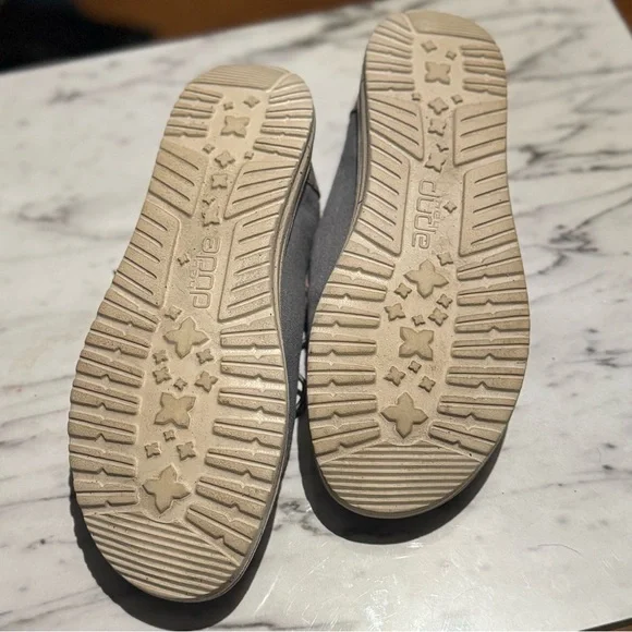 Hey Dude Gray Canvas Slip-On Loafers with Tan Accents - Picture 5 of 5